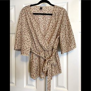 SHEIN Floral Babydoll W/Butterfly Sleeves Blouse Size 2X